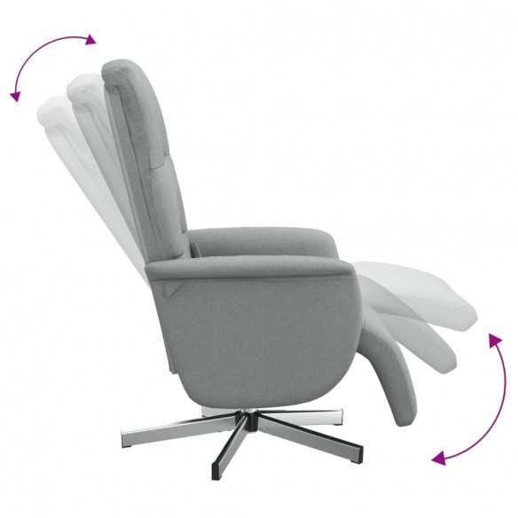 Fauteuil inclinable de massage et repose-pieds gris clair tissu