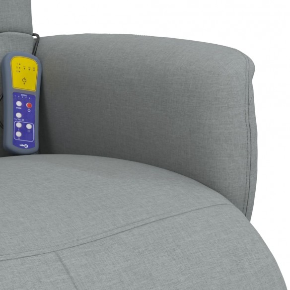 Fauteuil inclinable de massage et repose-pieds gris clair tissu
