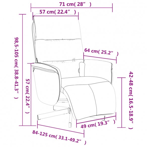 Fauteuil inclinable de massage et repose-pieds gris clair tissu