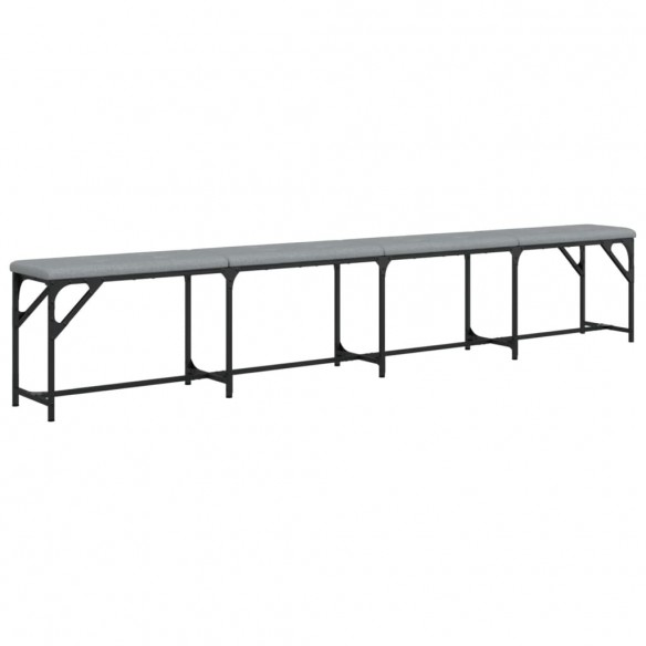 Banc à manger gris clair 248x32x45 cm acier et tissu Banc à manger gris clair 248x32x45 cm acier et tissu