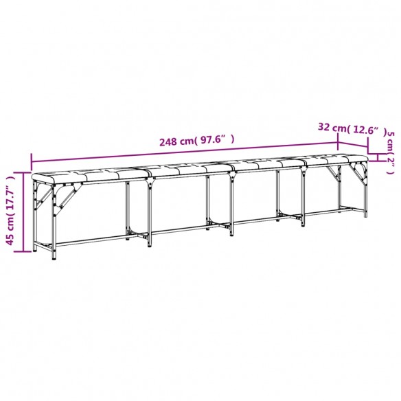 Banc à manger gris clair 248x32x45 cm acier et tissu Banc à manger gris clair 248x32x45 cm acier et tissu