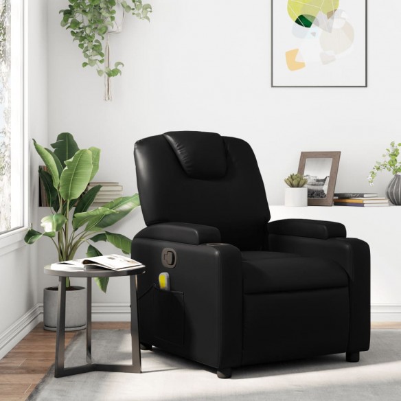 Fauteuil de massage inclinable Noir Similicuir