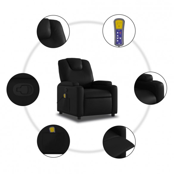 Fauteuil de massage inclinable Noir Similicuir