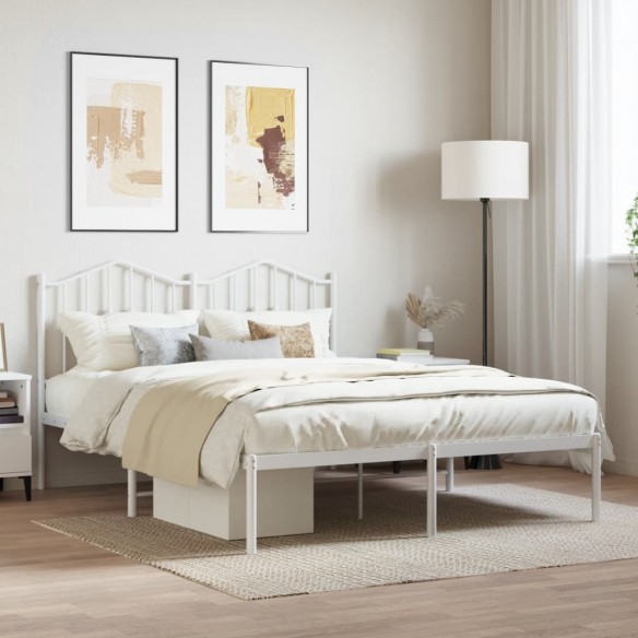 Lit métal avec tête de lit blanc 150x200 cm