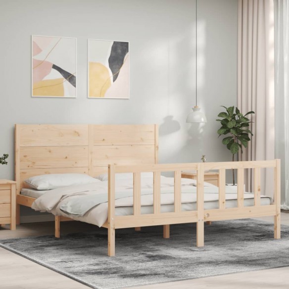 Lit avec tête de lit 160x200 cm bois massif