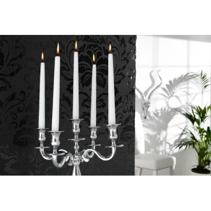 Chandelier style broque 5 branches en aluminium argenté 2