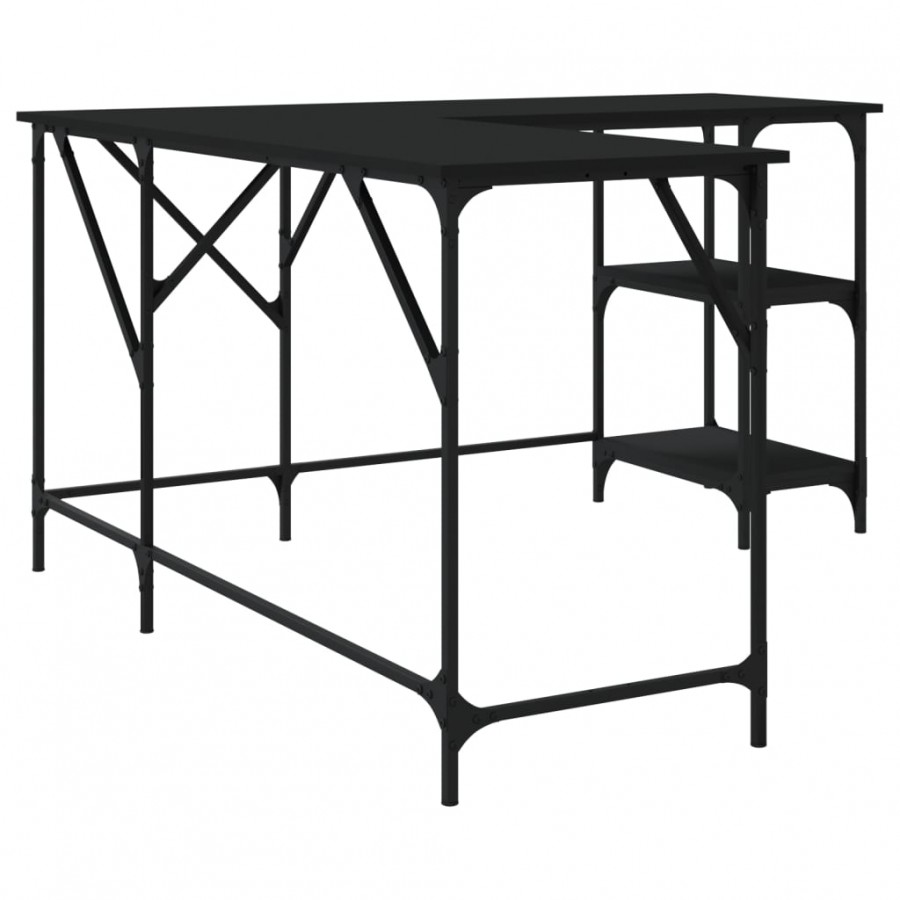 Bureau noir 139x139x75 cm bois d'ingénierie