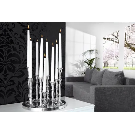 Chandelier design en aluminium argenté à 9 branches