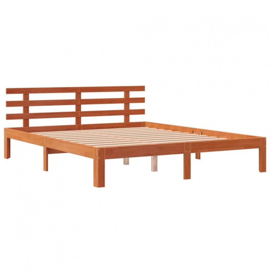 Lit et tête de lit cire marron 180x200 cm bois de pin