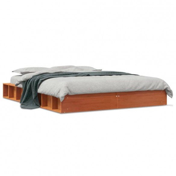 Lit cire marron 120x190 cm bois de pin massif