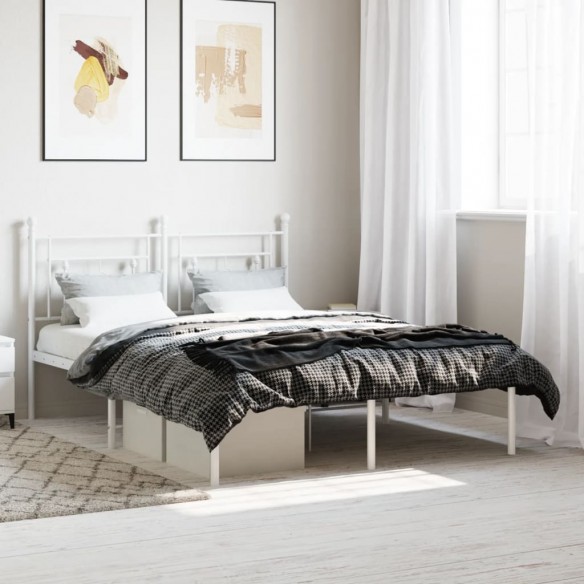 Lit métal avec tête de lit blanc 140x200 cm