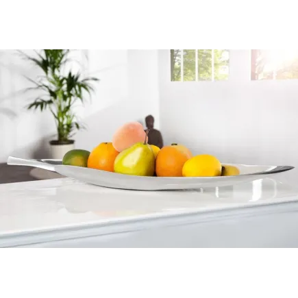 Bol de fruits design en aluminium coloris argent 2