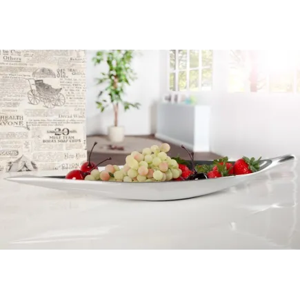 Bol de fruits décoratif 40 cm en aluminium argenté