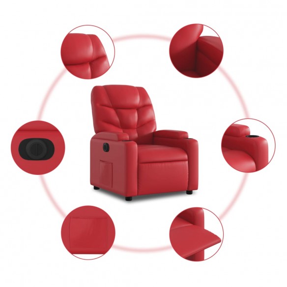 Fauteuil inclinable électrique Rouge Similicuir