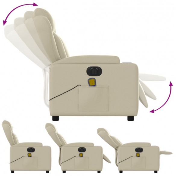 Fauteuil de massage inclinable électrique crème similicuir