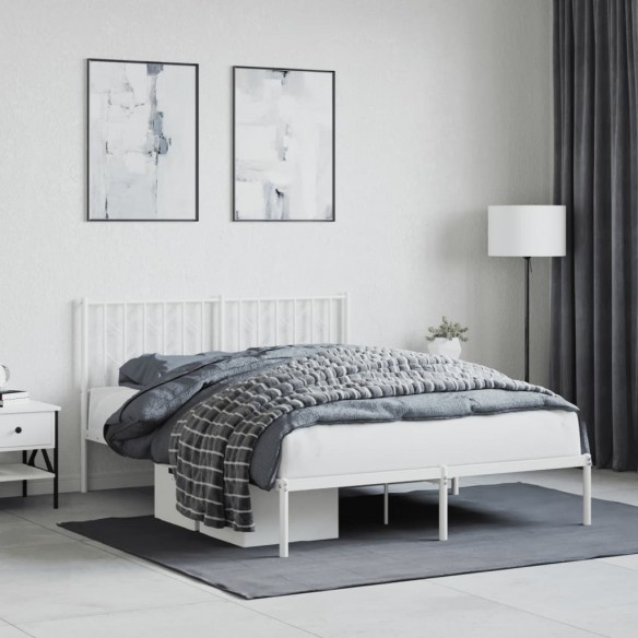 Lit métal avec tête de lit blanc 140x190 cm