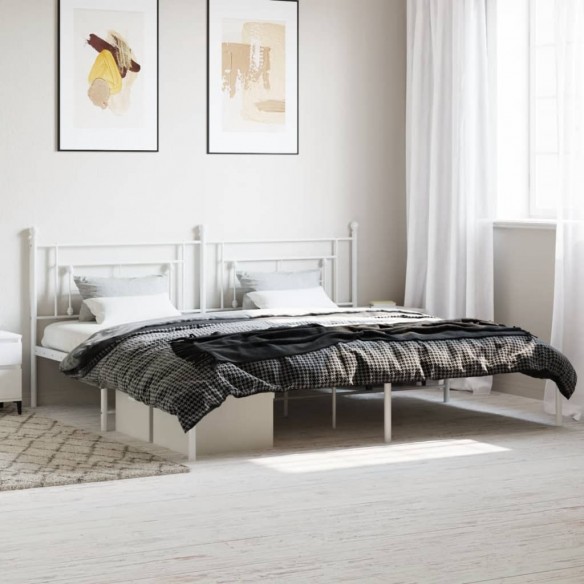Lit métal avec tête de lit blanc 193x203 cm