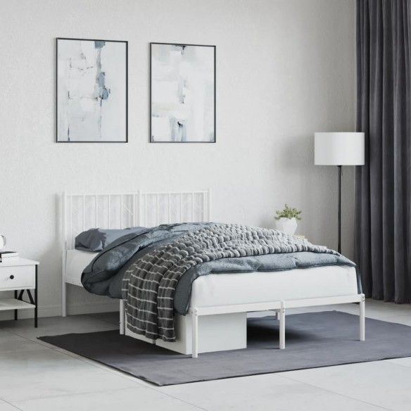 Lit métal avec tête de lit blanc 120x200 cm