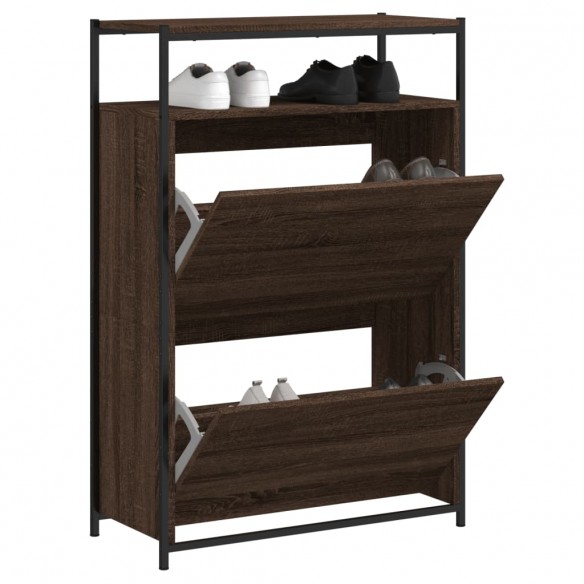 Meuble à chaussures chêne marron 75x34x112 cm bois d'ingénierie