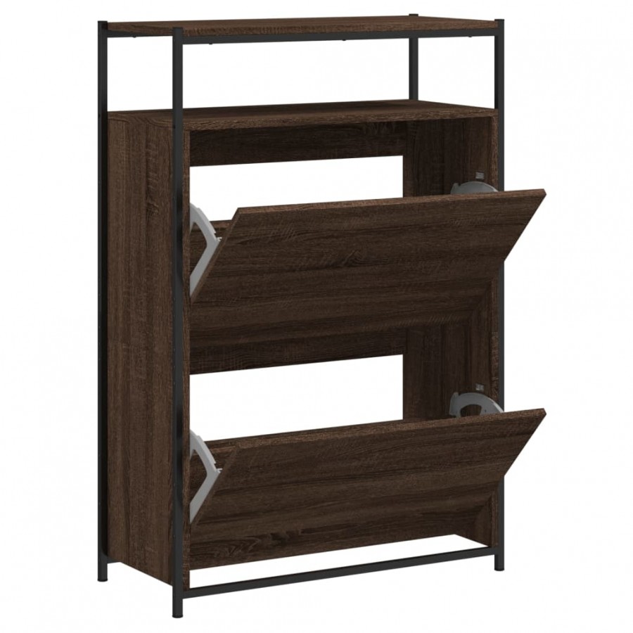 Meuble à chaussures chêne marron 75x34x112 cm bois d'ingénierie