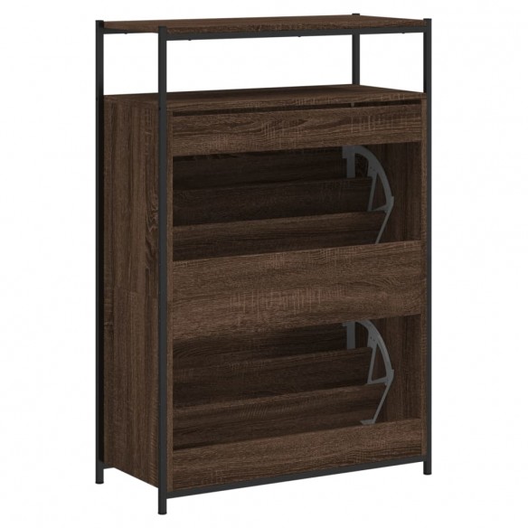 Meuble à chaussures chêne marron 75x34x112 cm bois d'ingénierie