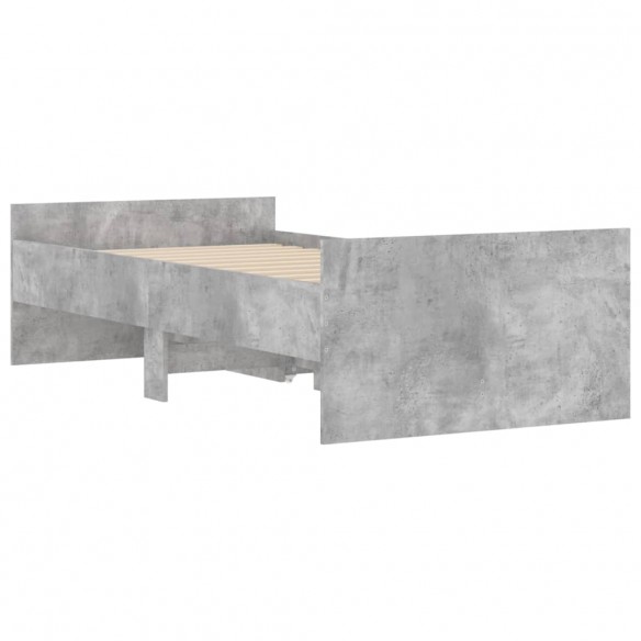 Lit avec tiroirs gris béton 100x200 cm