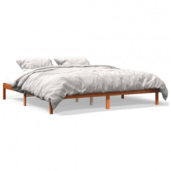 Lit cire marron 200x200 cm bois de pin massif