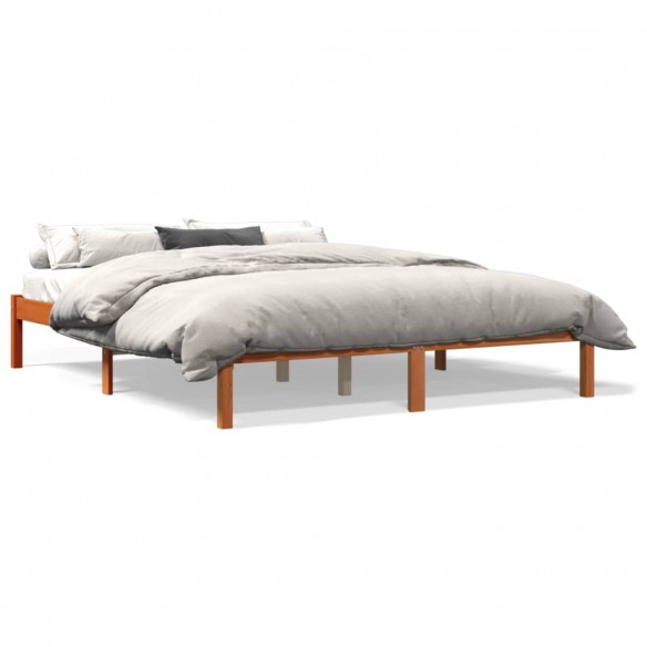Lit cire marron 150x200 cm bois de pin massif