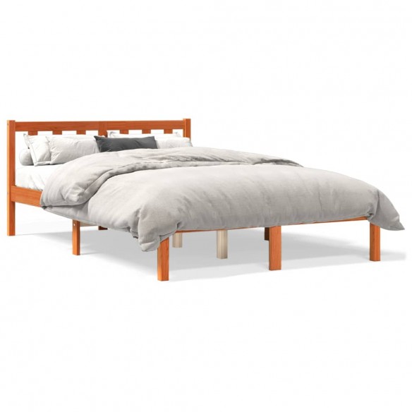 Lit cire marron 120x190 cm bois de pin massif