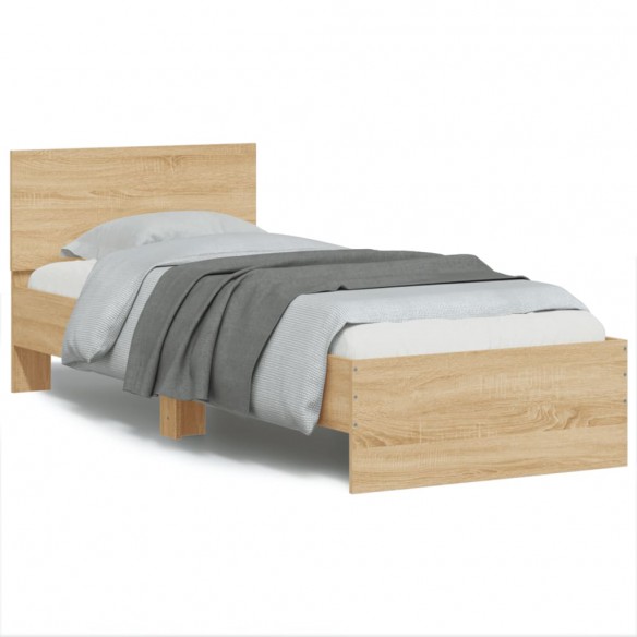 Lit tête de lit chêne sonoma 90x190 cm bois ingénierie