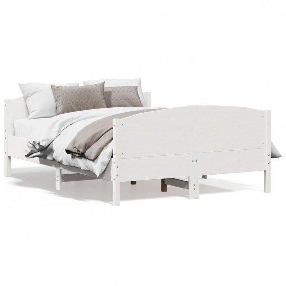 Lit avec tête de lit blanc 140x200 cm bois pin massif