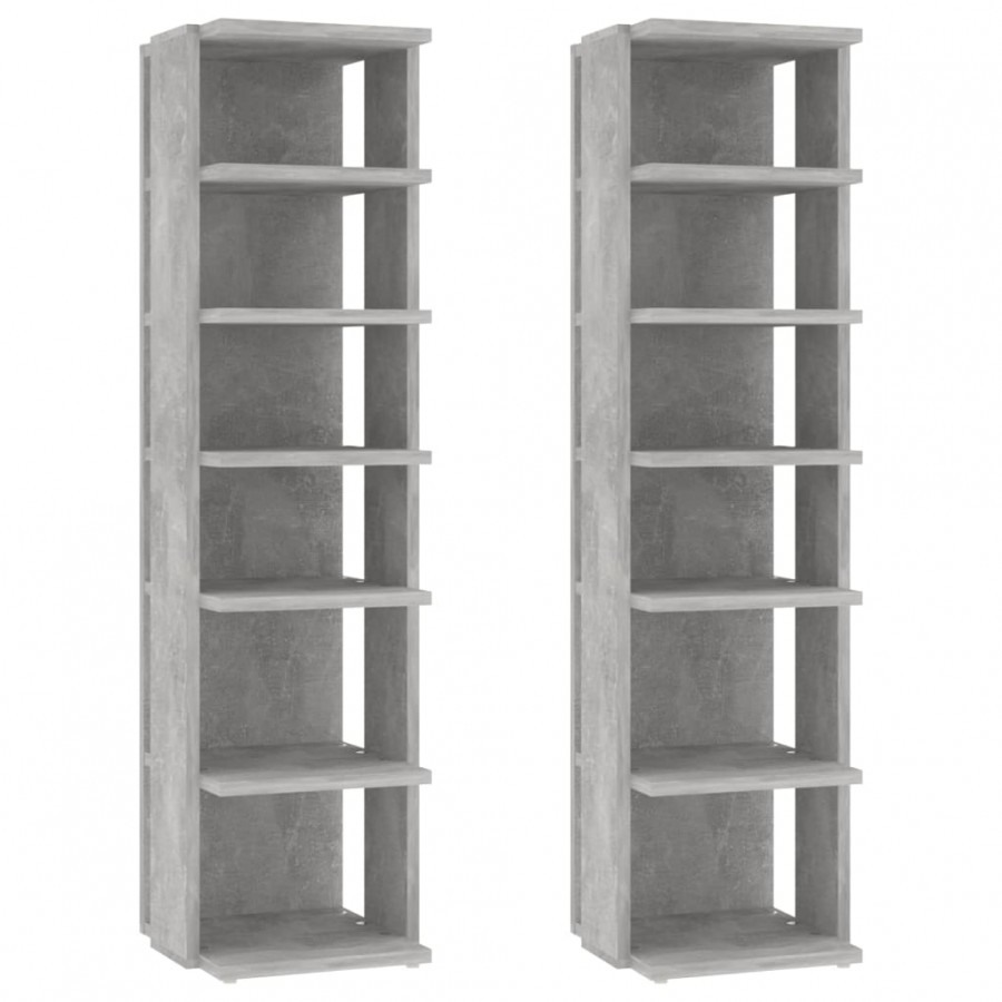 Armoires à chaussures 2 pcs Gris béton 27,5x27x102 cm