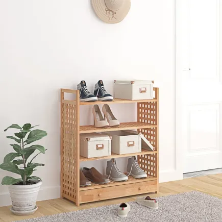 Meuble à chaussures avec tiroir 70x27x81cm Bois massif de noyer