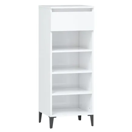 Étagère à chaussures Blanc brillant 40x36x105cm Bois ingénierie 2