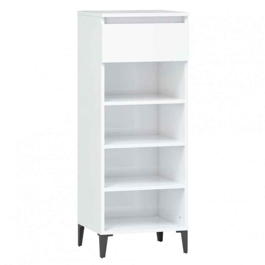 Étagère à chaussures Blanc brillant 40x36x105cm Bois ingénierie
