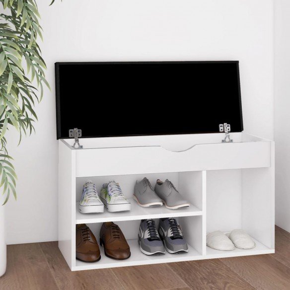 Banc à chaussures avec coussin Blanc 80x30x47 cm Aggloméré