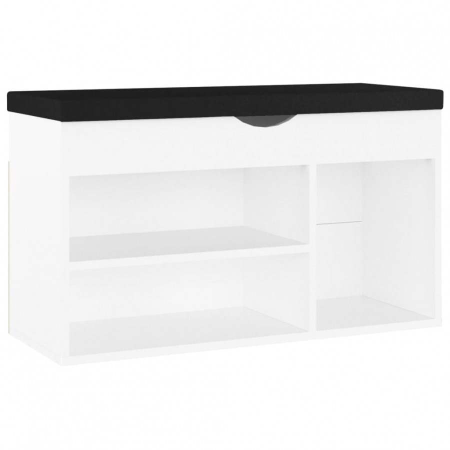 Banc à chaussures avec coussin Blanc 80x30x47 cm Aggloméré