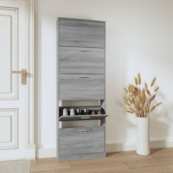 Armoire à chaussures Sonoma gris 59x17x169 cm 
