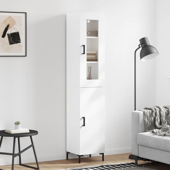 Buffet haut Blanc brillant 34,5x34x180 cm 