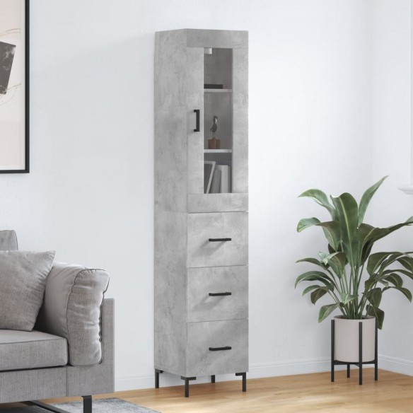 Buffet haut Gris béton 34,5x34x180 cm 