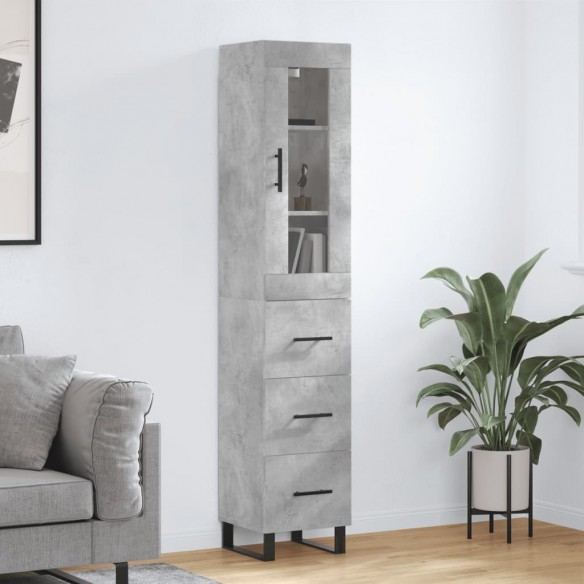 Buffet haut Gris béton 34,5x34x180 cm 