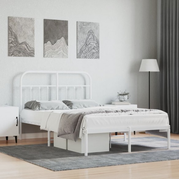 Lit métal avec tête de lit blanc 120x200 cm