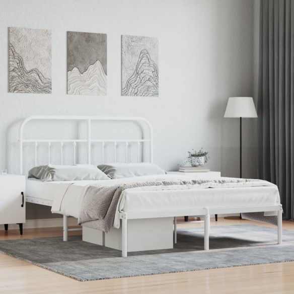 Lit métal avec tête de lit blanc 140x190 cm