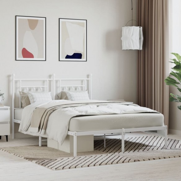 Lit métal avec tête de lit blanc 140x190 cm