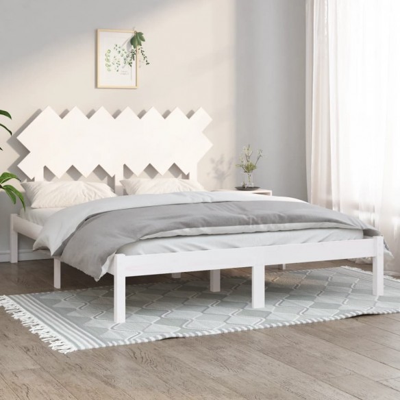 Lit Blanc 150x200 cm Très grand Bois massif
