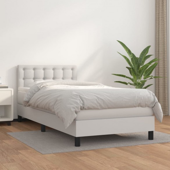 Lit avec matelas Blanc 90x190 cm Similicuir