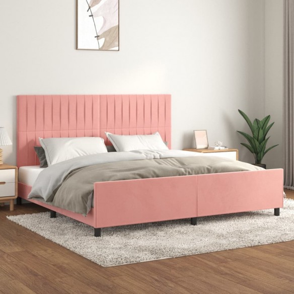 Lit avec tête de lit Rose 200x200 cm Velours