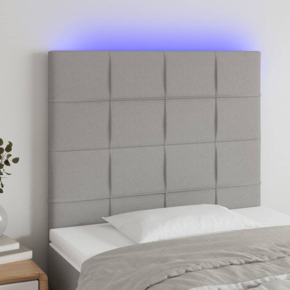 Tête de lit à LED Gris clair 80x5x118/128 cm Tissu