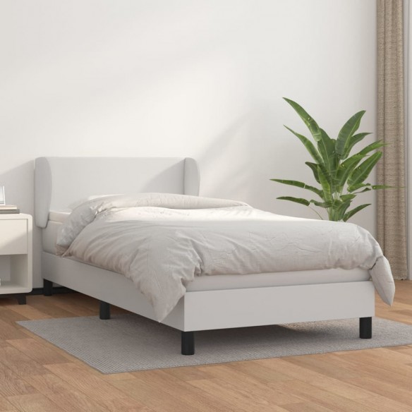 Lit avec matelas Blanc 90x200 cm Similicuir