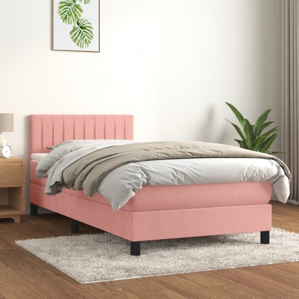 Lit avec matelas Rose 90x190 cm Velours